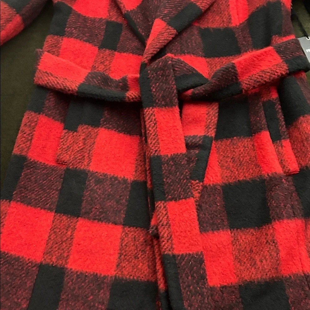 Forever 21 Red and Black Plaid Coat